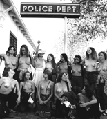 santa cruz shirtfree rights demo at police station, 1981
